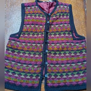Vintage Sweater Vest Purple Medium Liz Claiborne Button Up Y2K Grandma Acade0046